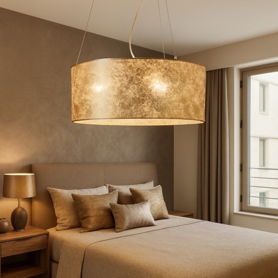 Lampadario stanza da letto classica cilindro oro viserbella eglo