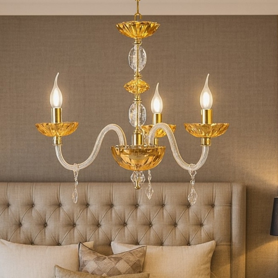 Lampadario stanza da letto vetro cristallo ambra