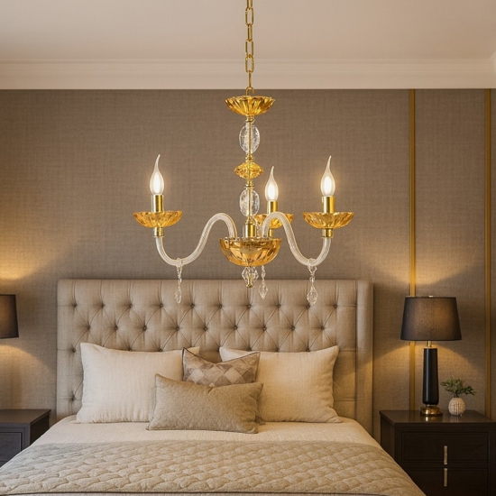 Lampadario stanza da letto vetro cristallo ambra
