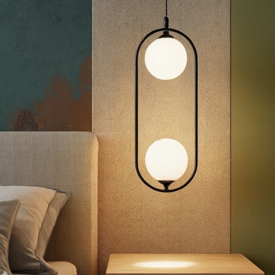 Maytoni lampadario nero pendente per comodino camera da letto