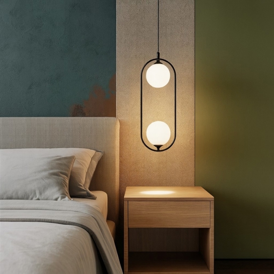 Maytoni lampadario nero pendente per comodino camera da letto