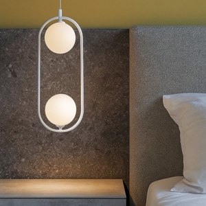 Lampadario ring pendente per comodini camera da letto bianco moderno maytoni