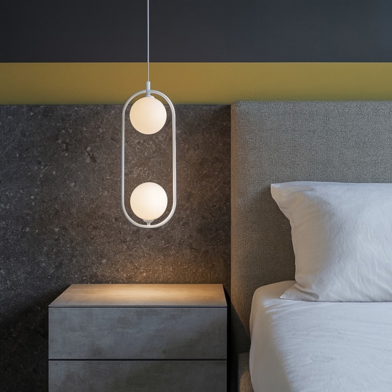 Lampadario ring pendente per comodini camera da letto bianco moderno maytoni