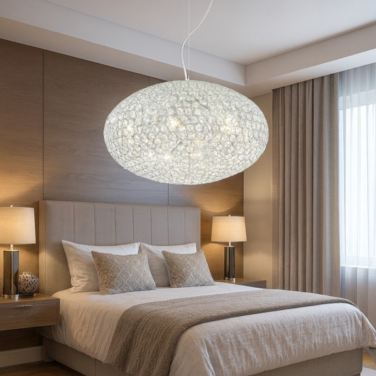 Lampadario di cristallo stanza da letto ideal lux orion sp8