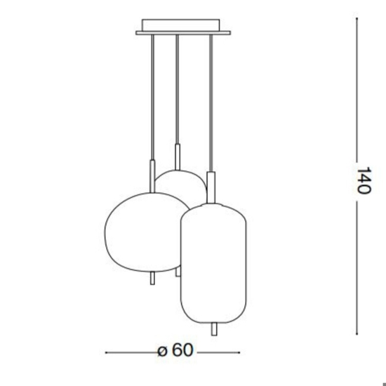 Ideal lux umile sp3 lampadario led 3 luci pendenti 60w 3000k oro