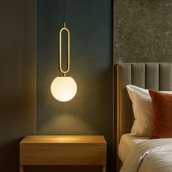 Lampadario per comodino camera da letto dorato 