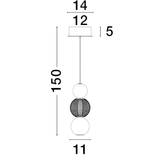 Lampadario da comodino pendente per camera da letto sfere oro