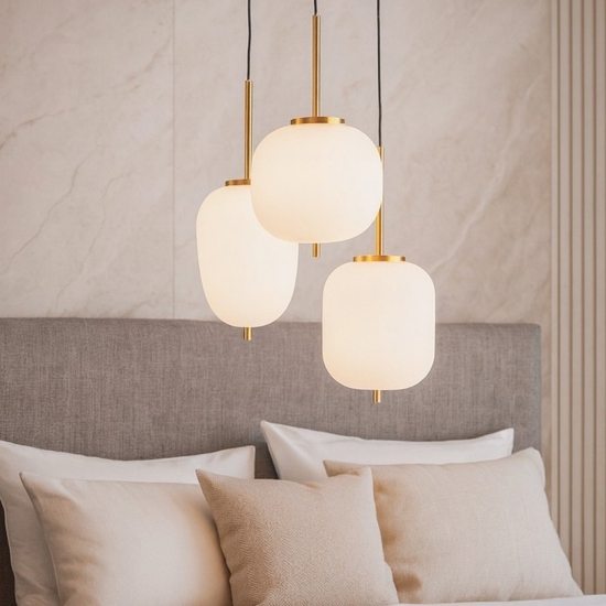 Lampadario oro 3 luci a grappolo per camera da letto