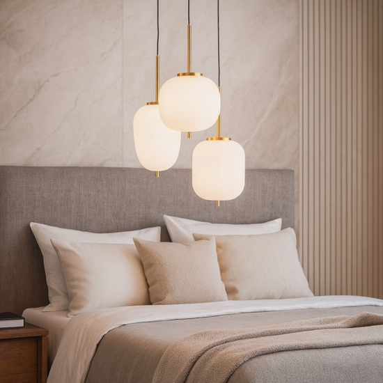 Lampadario oro 3 luci a grappolo per camera da letto