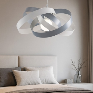 Lampadario per cameretta fasce grigio bianco