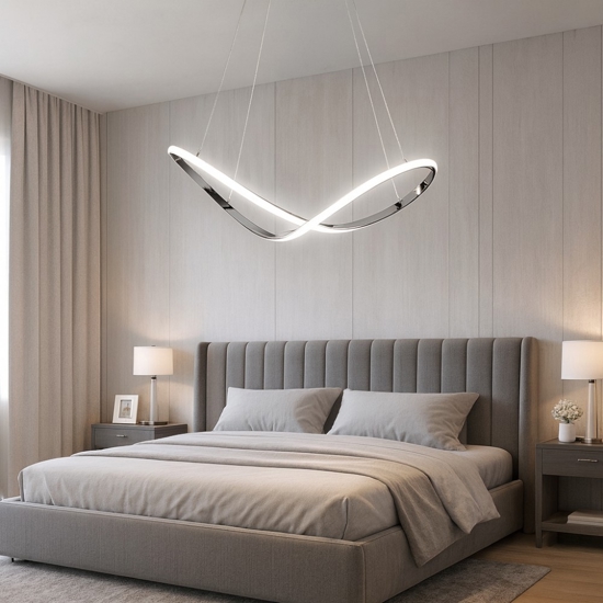 Lampadario design per camera da letto cromo led 45w 4500k