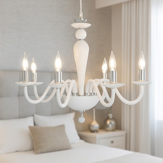 Ondaluce pagan lampadario stanza da letto classico vetro bianco sei luci