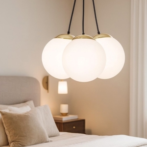 Lampadario per stanza da letto grappolo sfere in vetro fp