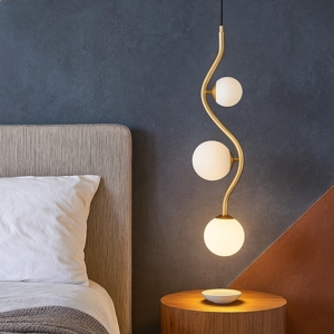 Maytoni lampadario pendente da comodino uva ondulato oro sfere vetro