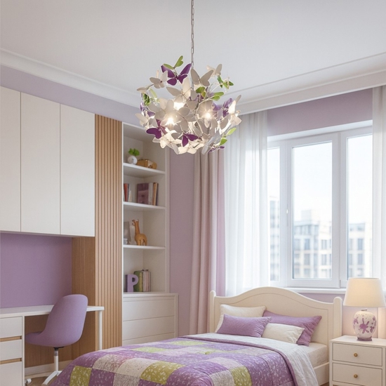 Lampadario per camera da letto bambina farfalle
