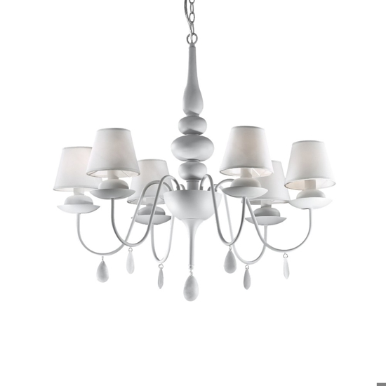 Blanche sp6 ideal lux lampadario per camera da letto bianco 6 luci shabby chic