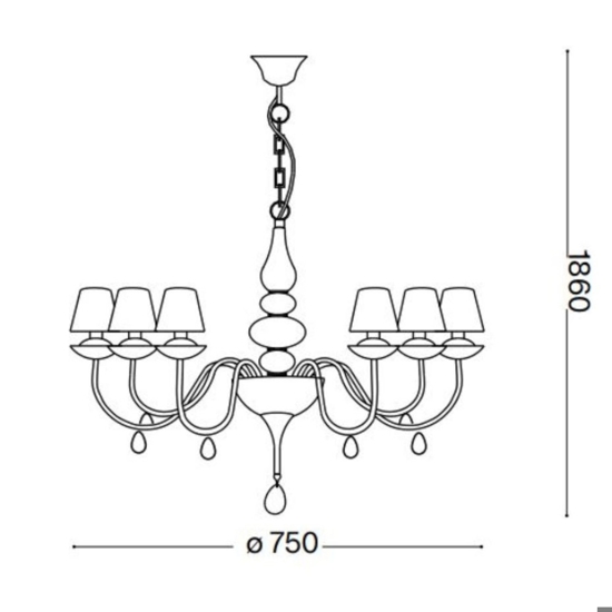 Blanche sp6 ideal lux lampadario per camera da letto bianco 6 luci shabby chic