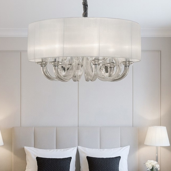 Swan sp3 ideal lux lampadario stanza da letto tessuto bianco cristallo
