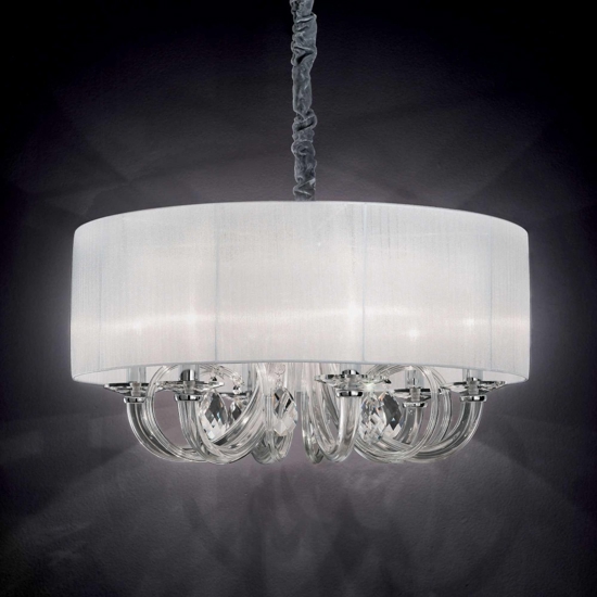 Swan sp3 ideal lux lampadario stanza da letto tessuto bianco cristallo