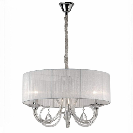 Swan sp3 ideal lux lampadario stanza da letto tessuto bianco cristallo