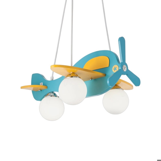 Avion sp3 lampadario per camera da letto aeroplano azzurro ideal lux
