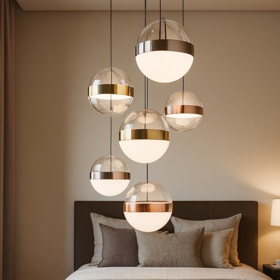 Ideal lux galaxy sp6 lampadario moderno pendenti a sfera per soggiorno