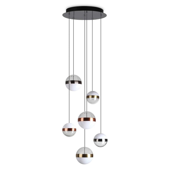 Ideal lux galaxy sp6 lampadario moderno pendenti a sfera per soggiorno
