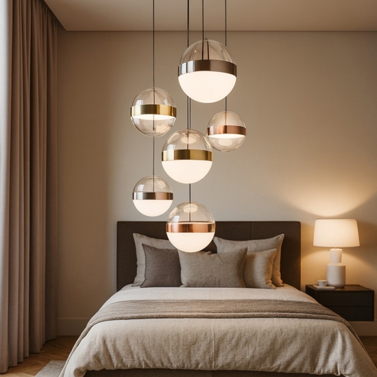Ideal lux galaxy sp6 lampadario moderno pendenti a sfera per soggiorno