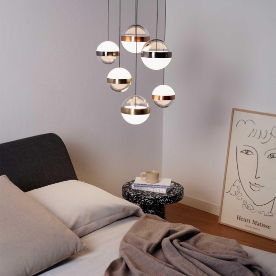 Ideal lux galaxy sp6 lampadario moderno pendenti a sfera per soggiorno