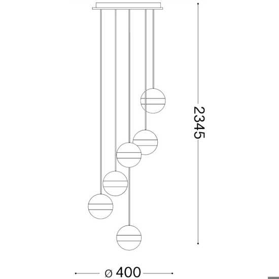 Ideal lux galaxy sp6 lampadario moderno pendenti a sfera per soggiorno