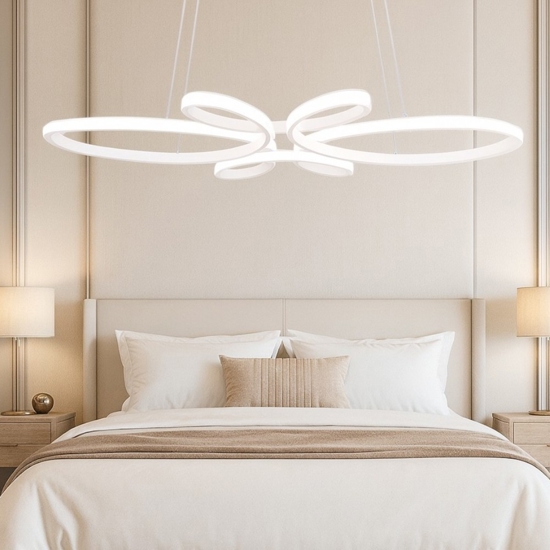 Lampadario fiocco bianco led 32w 4000k dimmerabile per camera da letto Lampadario fiocco bianco led 32w 4000k dimmerabile per camera da letto