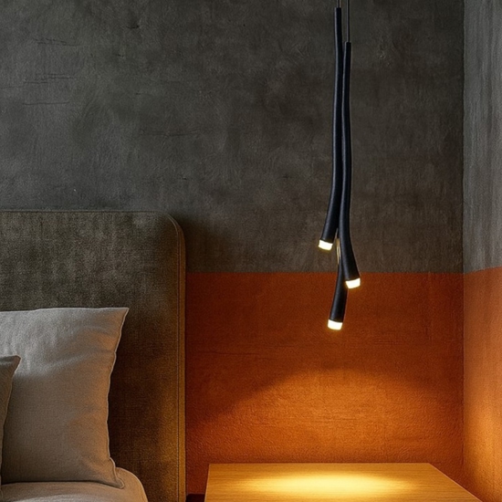 Lampadario camera da letto nera moderna led 16w fp Lampadario camera da letto nera moderna led 16w fp