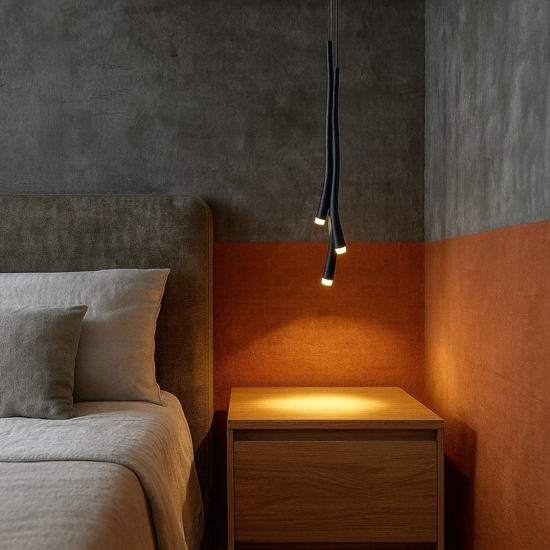 Lampadario camera da letto nera moderna led 16w fp Lampadario camera da letto nera moderna led 16w fp