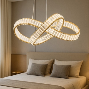 Lampadario design di cristallo dorato per stanza da letto