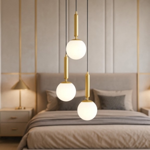 Lampadario per stanza da letto oro 3 luci sfere a grappolo