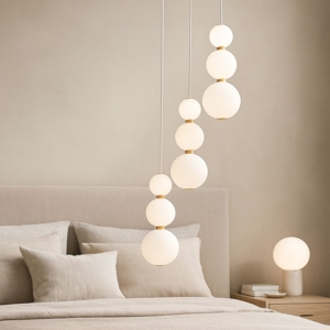 Lampadario oro perle a grappolo stanza da letto