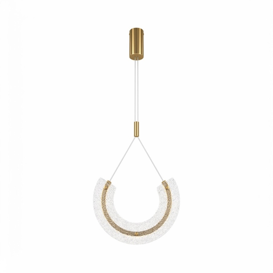 Maytoni lampadario led 18w 3000k maya arco pendente oro vetro lavorato