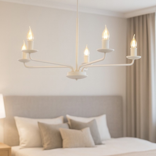 Lampadario per camera da letto contemporanea beige 5 bracci e14 Lampadario per camera da letto contemporanea beige 5 bracci e14