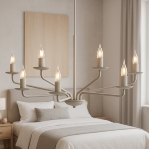 Lampadario per camera da letto contemporanea beige 7 bracci e14