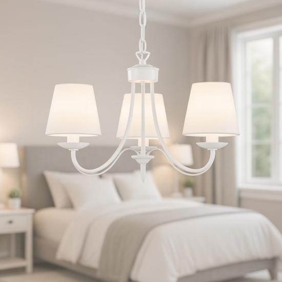 Lampadario per camera da letto paralumi in tessuto bianco