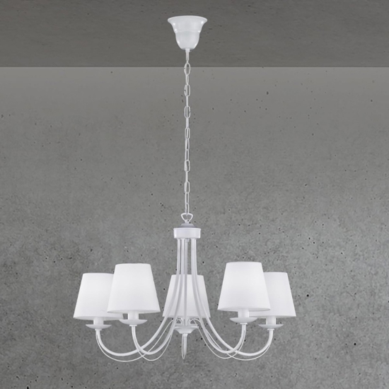 Lampadario per camera da letto paralumi in tessuto bianco