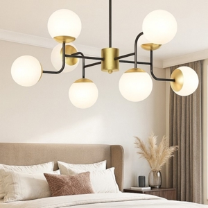 Lampadario stanza da letto nero oro top light clear