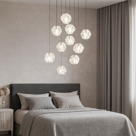 Lampadario grappolo sfere per camera da letto Lampadario grappolo sfere per camera da letto