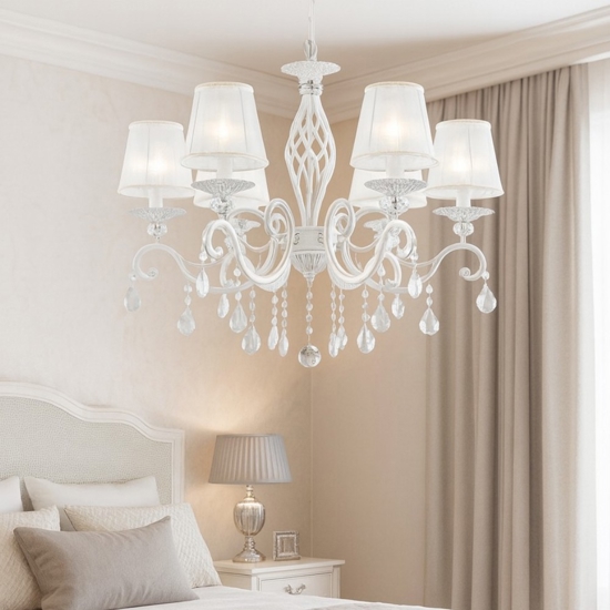 Maytoni grace lampadario camera da letto bianco con pendenti