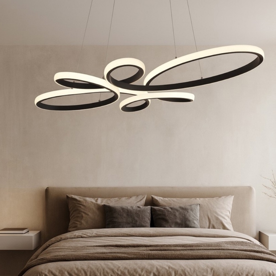 Lampadario particolare per camera da letto led 32w 3000k nero dimmerabile Lampadario particolare per camera da letto led 32w 3000k nero dimmerabile