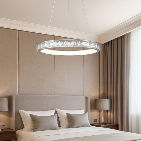 Lampadario per camera da letto effetto cristallo led 3000k