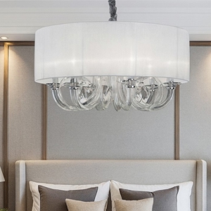 Ideal lux swan sp6 lampadario camera da letto paralume organza
