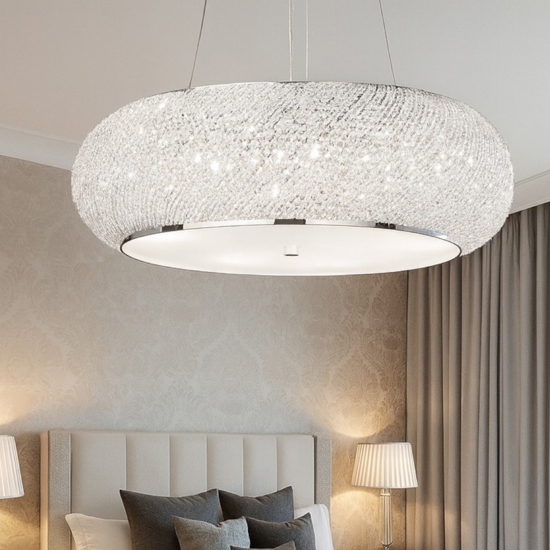 Pasha sp6 lampadario di cristallo classico stanza da letto ideal lux