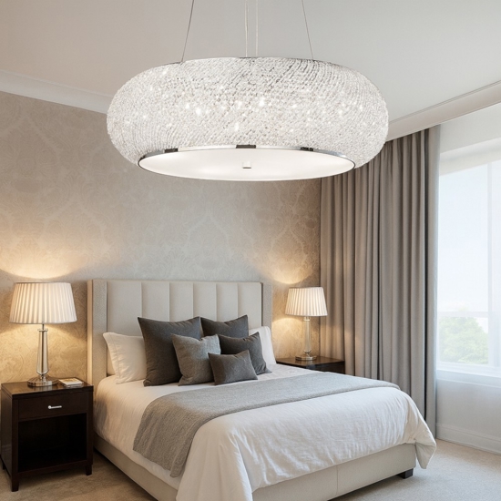 Pasha sp6 lampadario di cristallo classico stanza da letto ideal lux