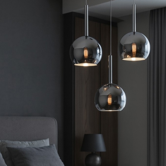 Lampadario per camera da letto sfere vetro cromo